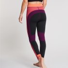 Achterkant colorblock yoga legging met paars, roze en oranje