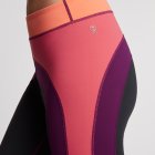 Details colorblock yoga legging met paars, roze en oranje
